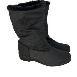Judith Sport Faux Fur‎ Lined Black Winter Snow Boots Womens 9M Snowflake Design